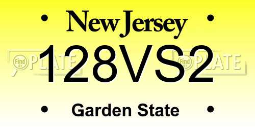 128VS2 New Jersey License Plate