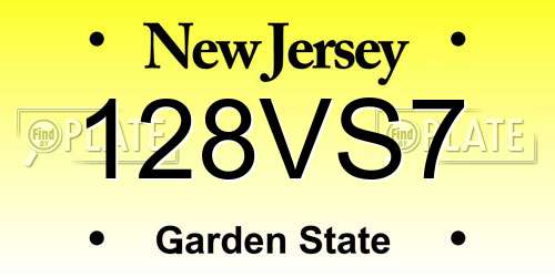 128VS7 New Jersey License Plate