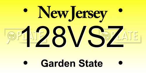 128VSZ New Jersey License Plate