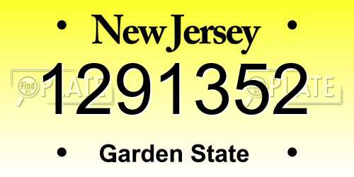 1291352 New Jersey License Plate