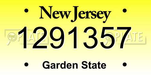 1291357 New Jersey License Plate