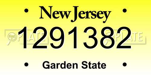 1291382 New Jersey License Plate