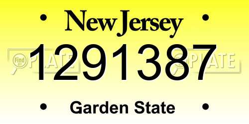 1291387 New Jersey License Plate