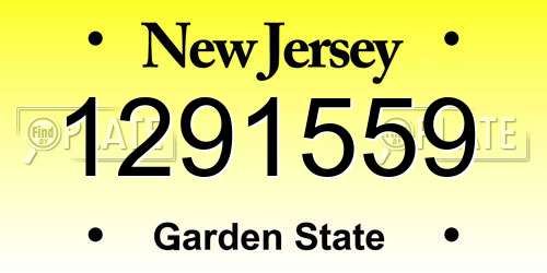 1291559 New Jersey License Plate