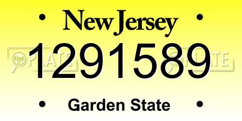 1291589 New Jersey License Plate
