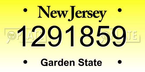 1291859 New Jersey License Plate