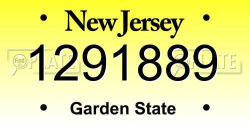 1291889 New Jersey License Plate