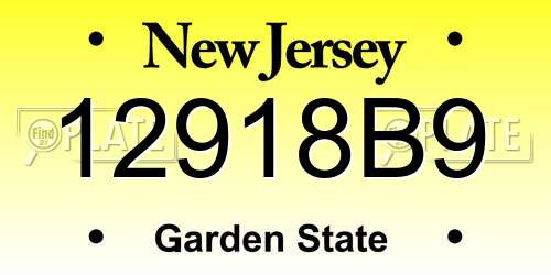 12918B9 New Jersey License Plate