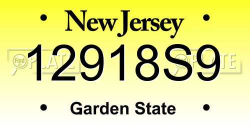 12918S9 New Jersey License Plate