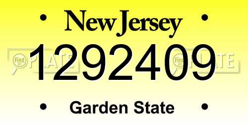 1292409 New Jersey License Plate