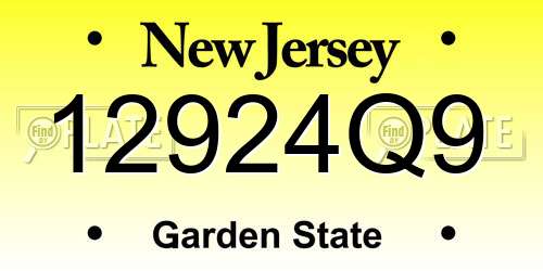 12924Q9 New Jersey License Plate
