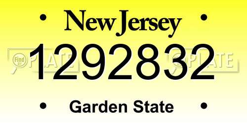 1292832 New Jersey License Plate