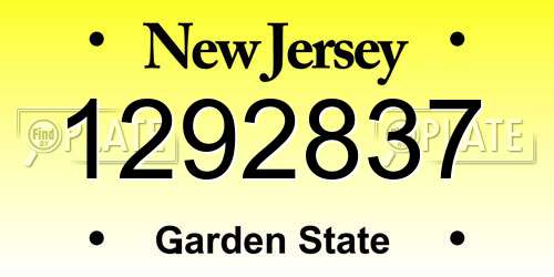 1292837 New Jersey License Plate