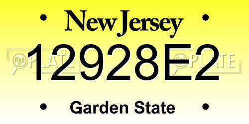12928E2 New Jersey License Plate