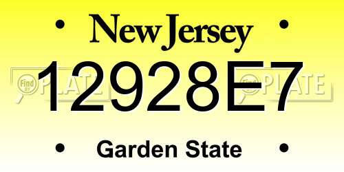 12928E7 New Jersey License Plate
