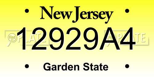 12929A4 New Jersey License Plate