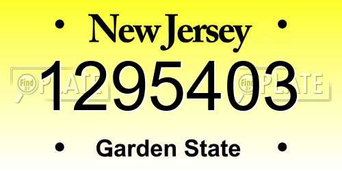 1295403 New Jersey License Plate