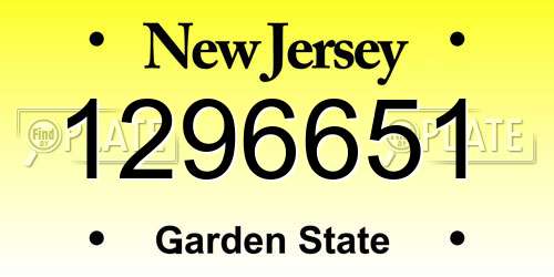1296651 New Jersey License Plate