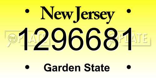 1296681 New Jersey License Plate