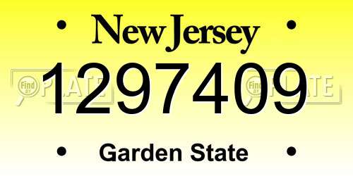 1297409 New Jersey License Plate