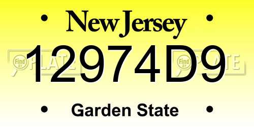 12974D9 New Jersey License Plate