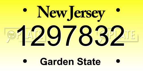1297832 New Jersey License Plate