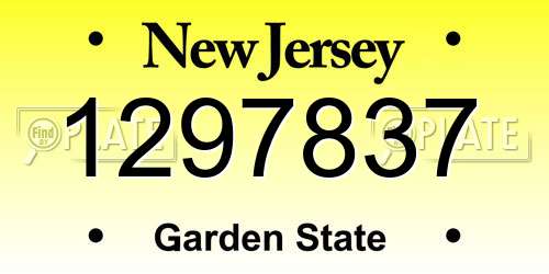 1297837 New Jersey License Plate