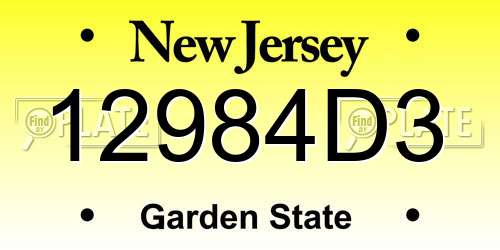 12984D3 New Jersey License Plate