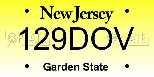 129DOV New Jersey License Plate