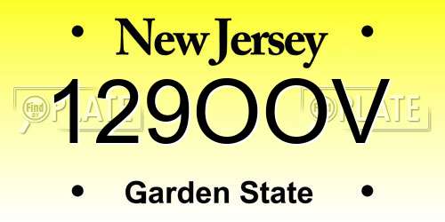129OOV New Jersey License Plate
