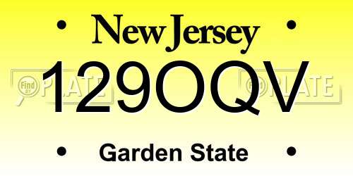 129OQV New Jersey License Plate