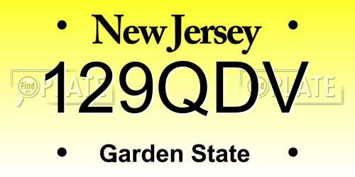 129QDV New Jersey License Plate