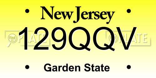 129QQV New Jersey License Plate