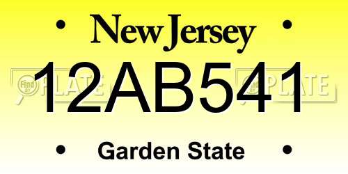 12AB541 New Jersey License Plate