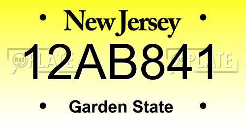12AB841 New Jersey License Plate