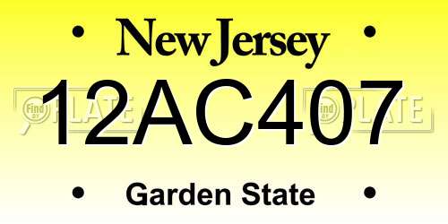 12AC407 New Jersey License Plate