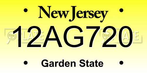 12AG720 New Jersey License Plate