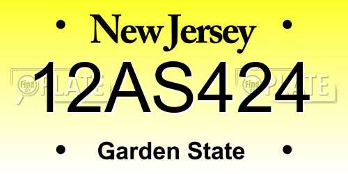 12AS424 New Jersey License Plate