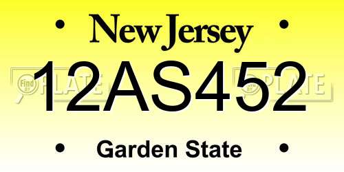 12AS452 New Jersey License Plate