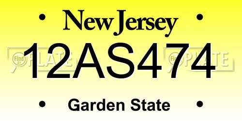 12AS474 New Jersey License Plate