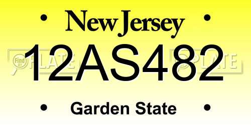 12AS482 New Jersey License Plate