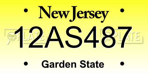 12AS487 New Jersey License Plate