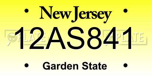 12AS841 New Jersey License Plate