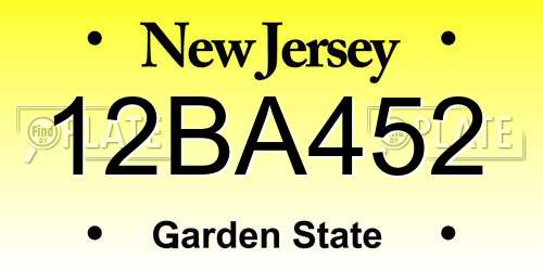 12BA452 New Jersey License Plate