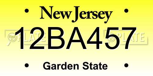 12BA457 New Jersey License Plate