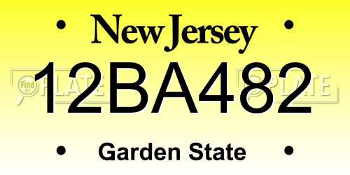 12BA482 New Jersey License Plate