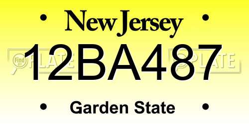 12BA487 New Jersey License Plate