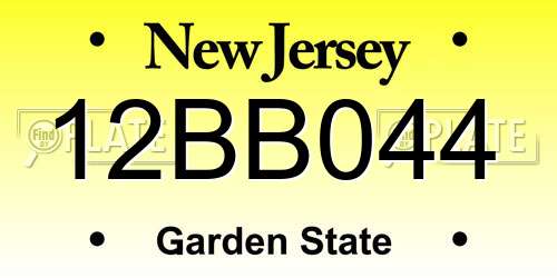 12BB044 New Jersey License Plate