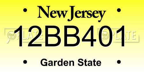12BB401 New Jersey License Plate