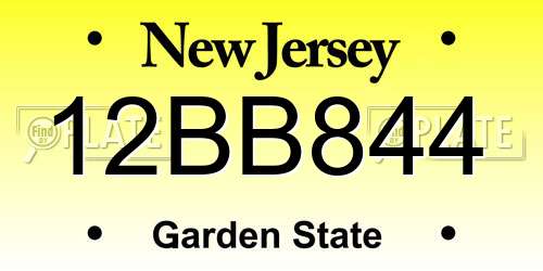 12BB844 New Jersey License Plate